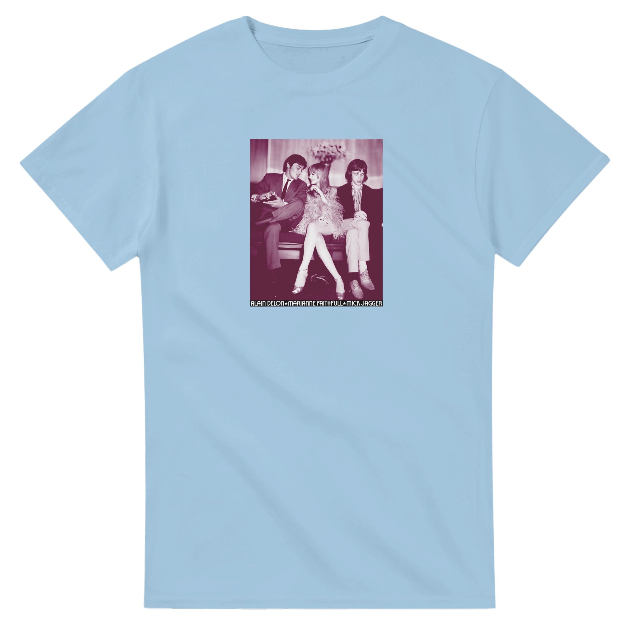 Light Blue Marianne Faithfull, Alain Delon & Mick Jagger T-Shirt – European Cult Cinema Tee