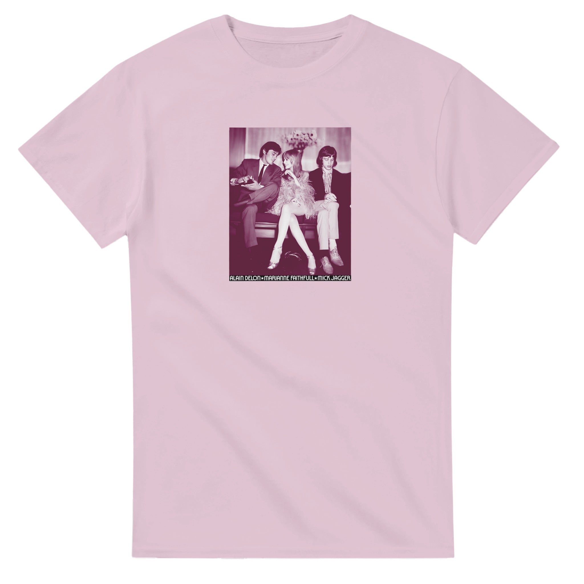 Light Pink Marianne Faithfull, Alain Delon & Mick Jagger T-Shirt – Vintage Rock & Roll Tee