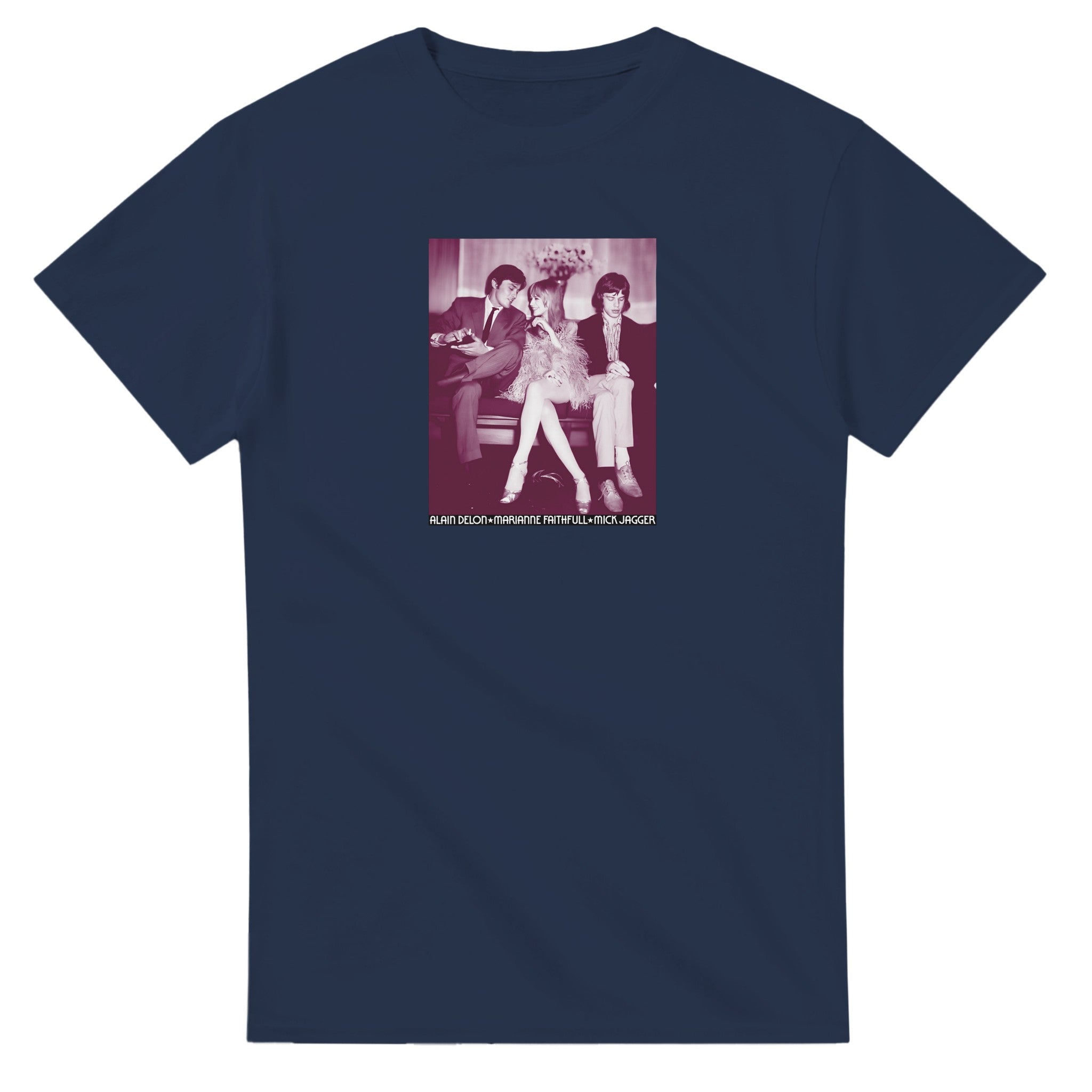 Navy Marianne Faithfull, Alain Delon & Mick Jagger T-Shirt – Cult Classic Cinema & Music Tee