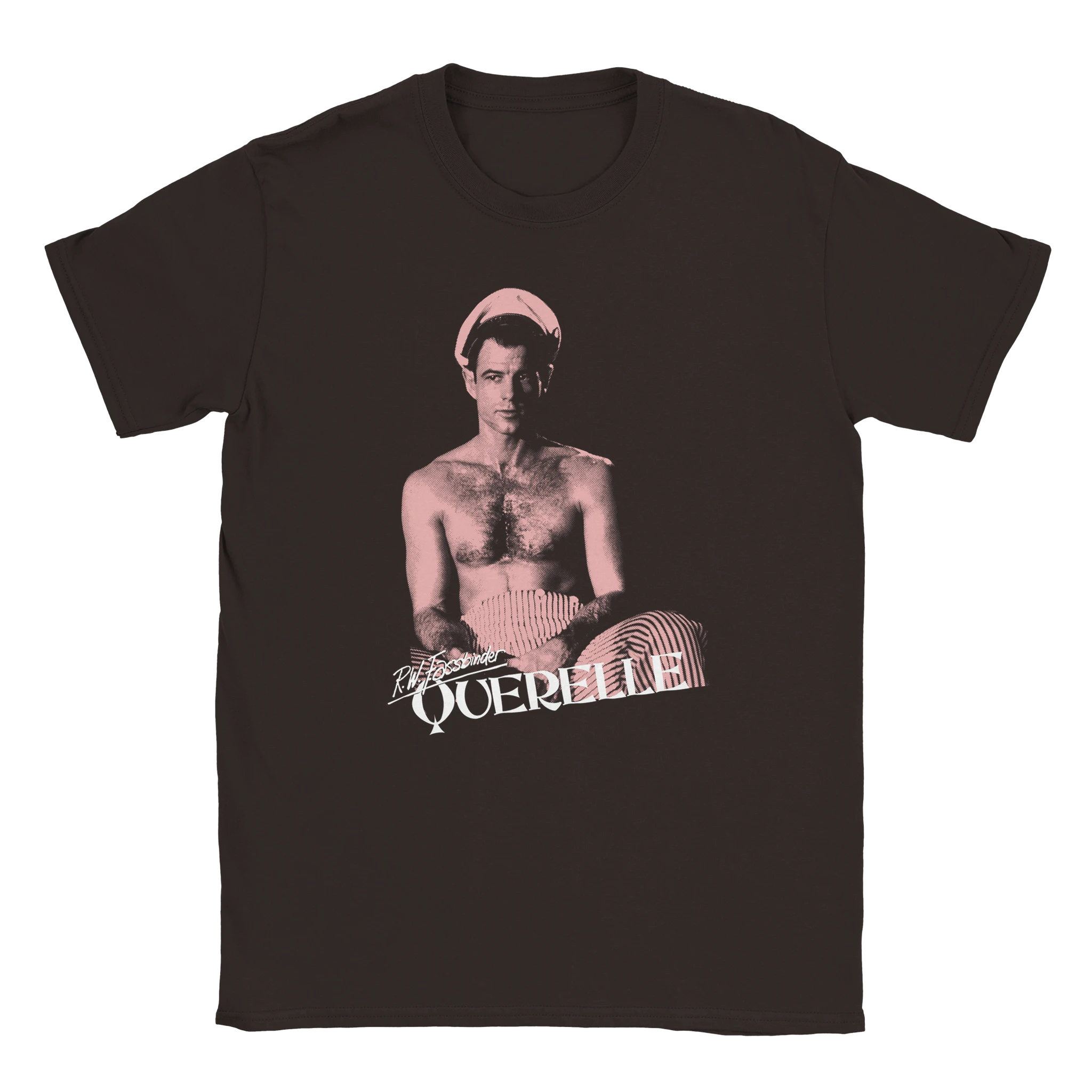 Dark chocolate Querelle T-Shirt – Worn by Model | LGBTQ+ Cinema & Cult Drama Tee