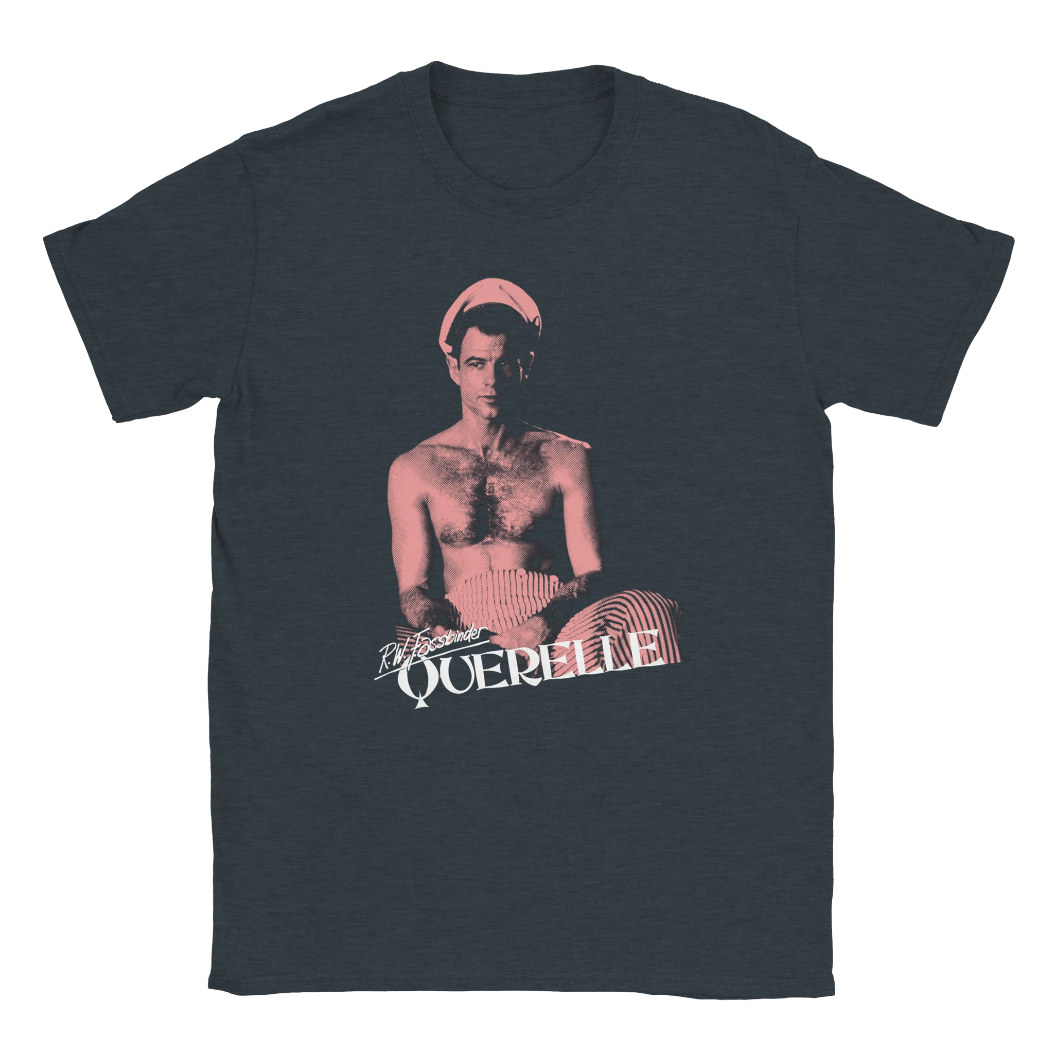 Heather navy Querelle T-Shirt – Worn by Model | LGBTQ+ Cinema & Cult Drama Tee