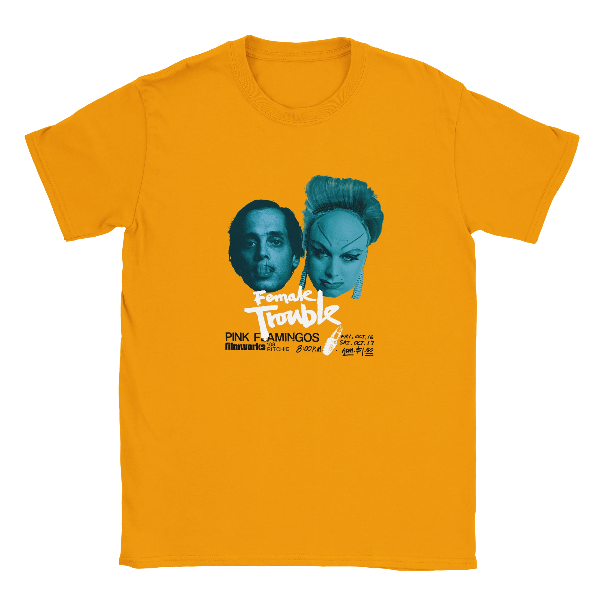 Gold Female Trouble T-Shirt – John Waters & Divine LGBTQ+ Cult Film Tee