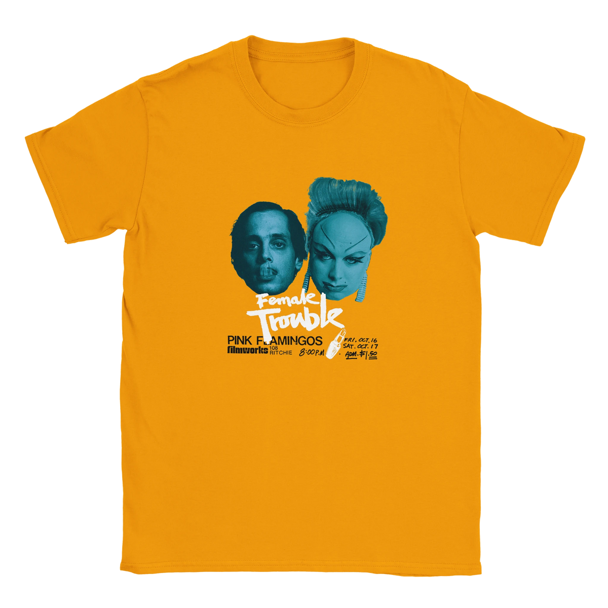 Gold Female Trouble T-Shirt – John Waters & Divine LGBTQ+ Cult Film Tee